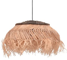 Φωτιστικό οροφής Hengiole Inart sisal σε φυσικό-μαύρο χρώμα Φ60x40εκ