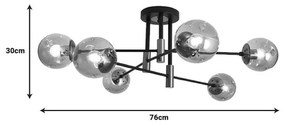 Φωτιστικό οροφής πολύφωτο Catrene μαύρο μέταλλο-γυαλί 76x30εκ