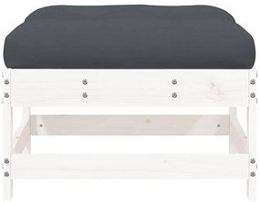 vidaXL Υποπόδια Κήπου με Μαξιλάρια 2 τεμ. Λευκά από Μασίφ Ξύλο Πεύκου