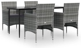 vidaXL Σετ Τραπεζαρίας Κήπου 5 Τεμαχίων Γκρι / Μαύρο με Μαξιλάρια