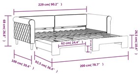 Καναπές Κρεβάτι Συρόμενος Ανοιχτό Γκρι 90 x 200 εκ. Βελούδινος - Γκρι