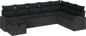 vidaXL Σετ Καναπέ Κήπου με μαξιλάρι 8 pcs Μαύρο Πολυ ράταν