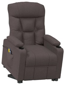 vidaXL Πολυθρόνα Μασάζ με Ανύψωση Σκούρο Καφέ Υφασμάτινη