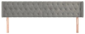 Κεφαλάρι με Πτερύγια Ανοιχτό Γκρι 183x16x78/88 εκ. Βελούδινο - Γκρι