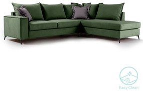 Γωνιακός καναπές αριστερή γωνία Romantic pakoworld ύφασμα κυπαρισσί-ανθρακί 290x235x95εκ - 168-000033