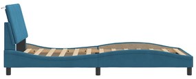 vidaXL Πλαίσιο Κρεβατιού με Κεφαλάρι Μπλε 100x200 εκ. Βελούδινο