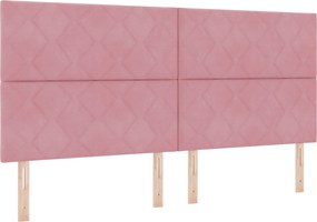 vidaXL Κρεβάτι box spring με στρώμα Ροζ 200 x 200 cm Βελούδο
