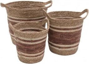 Ψάθινο καλάθι φυσικό/κόκκινο 28x31cm