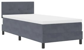 vidaXL Κρεβάτι με ελατήρια με στρώμα Σκούρο γκρι 100 x 200 cm Βελούδο