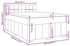 Κρεβάτι Boxspring με Στρώμα Taupe 140x190 εκ. Υφασμάτινο - Μπεζ-Γκρι