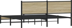 vidaXL Σκελετός Κρεβ. Χωρίς Στρώμα Sonoma Δρυς 183x213 εκ. Μεταλλικό