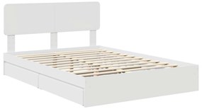 vidaXL Κρεβάτι Αποθήκης Λευκό 150 x 200 cm Επεξεργασμένο ξύλο