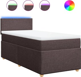 vidaXL Κρεβάτι Boxspring με Στρώμα Σκούρο Καφέ 80x200 εκ. Υφασμάτινο