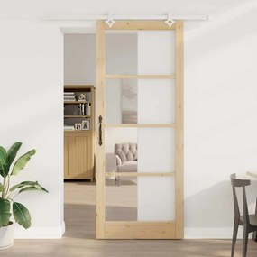 vidaXL Συρόμενη Πόρτα  με Σετ Hardware 93x232 cm Μασίφ Ξύλο Πεύκου