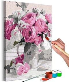 Ροζ μπουκέτο ζωγραφικής με αριθμούς - 40x60