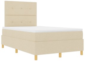 vidaXL Κρεβάτι με ελατήριο και στρώμα Κρεμ 120x200 εκ. Ύφασμα