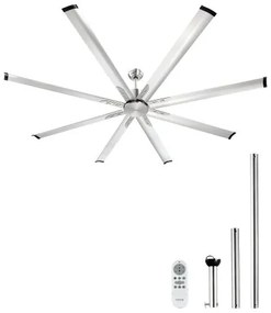 VEVOR 213 cm Aluminum Ceiling Fan Without Light Remote Control Brushed Nickel