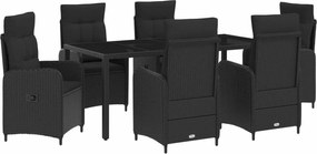 vidaXL Σετ Εξωτερικής Τραπέζης 7 pcs Μαύρο 190 x 90 x 75 cm