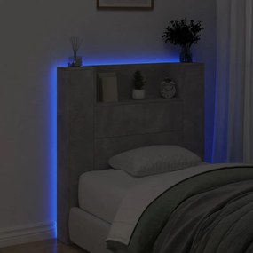 vidaXL Κεφαλάρι με Αποθηκ. Χώρο & LED Γκρι Σκυρ. 100x16,5x103,5 εκ.