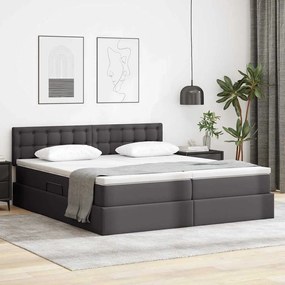 vidaXL Κρεβάτι Αποθήκης με στρώμα Γκρι 180 x 200 cm Τεχνητό Δέρμα