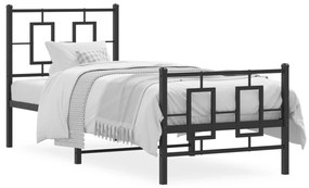 Πλαίσιο Κρεβατιού με Κεφαλάρι/Ποδαρικό Μαύρο 80x200 εκ. Μέταλλο