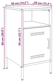 Κομοδίνο Μαύρο 36x39x68 εκ. από Χάλυβα - Μαύρο