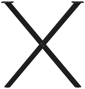 vidaXL Πόδια Τραπεζαρίας σε Σχήμα Χ, 2 τεμ. Μαύρο, Ατσάλι 80x(72-73) εκ.