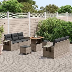 vidaXL Σετ Καναπέ Κήπου με μαξιλάρι 9 pcs Γκρι 90 x 55 x 71 cm
