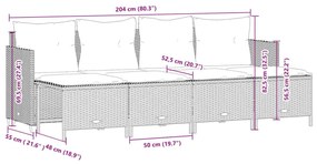 Σαλόνι Κήπου 5 Τεμαχίων Γκρι από Συνθετικό Ρατάν με Μαξιλάρια - Γκρι