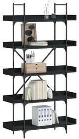 vidaXL Βιβλιοθήκη 5 Επιπέδων Μαύρη 100 x 33 x 180,5 εκ. Επεξεργ. Ξύλο