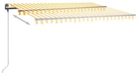 vidaXL Τέντα Συρόμενη Χειροκίνητη με LED Κίτρινο / Λευκό 450 x 350 εκ.