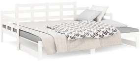 vidaXL Καναπές Κρεβάτι Συρόμενος Λευκός 2x(80x200) εκ. από Μασίφ Πεύκο