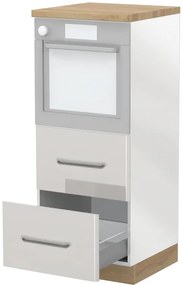 Επιδαπέδιο ντουλάπι φούρνου ψηλό Modena K14-60-2MB-Λευκό γυαλιστερό - Γκρι Ανοιχτό - 60.00Χ60.00Χ148.00cm