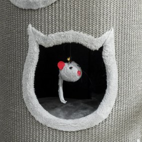 Κρεβάτι για γάτες PawHut, 96 cm, πύργος για γάτες 4 επιπέδων με πλενόμενο κρεβάτι, 3 κρυψώνες, κρεμαστό παιχνίδι, για πολλές γάτες Γκρι