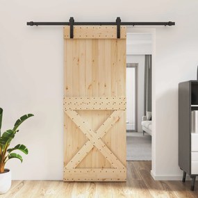 vidaXL Συρόμενη Πόρτα Φυσικό και Μαύρο 85 x 210 cm