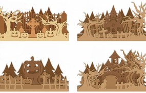 Intra απο ξύλο plywood 3mm-4mm πάχος - Halloween Lasercut - Halloween Sign Δίασταση 15x15 cm INTRAFABR-105952528