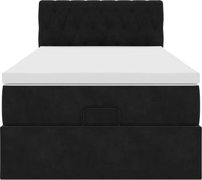 vidaXL Οθωμανικό κρεβάτι με στρώμα Μαύρο 90x200cm Velvet
