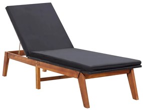 vidaXL Ξαπλώστρα από Συνθετικό Ρατάν &amp; Μασίφ Ξύλο Ακακίας με Μαξιλάρι