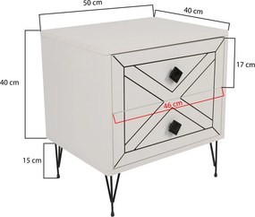 Κομοδίνο Λευκό FLUGRAS 50x40x55