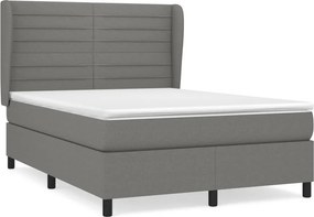 vidaXL Κρεβάτι Boxspring με Στρώμα Σκούρο Γκρι 140x200 εκ Υφασμάτινο