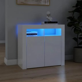 vidaXL Ντουλάπι με LED Γυαλιστερό Λευκό 80 x 35 x 75 εκ.