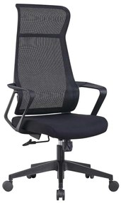 BF2990  Πολυθρόνα Γραφείου Διευθυντή, Mesh Μαύρο, Ύφασμα Μαύρο