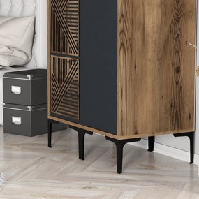 Διφυλλη Ντουλαπα Καρυδια/Ανθρακι  KUMSAL 47.5x80x201.4