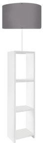 Φωτιστικό δαπέδου Launo Megapap υφασμάτινο Pvc/MDF χρώμα λευκό - γκρι 38x38x150εκ.
