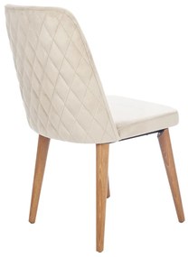 Artekko Royal Καρέκλα με Ξύλινο Καφέ Σκελετό και Μπεζ Βελούδο (48x60x92)cm