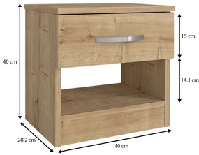 Κομοδίνο Lube Megapap χρώμα sapphire oak 40x28,2x40εκ.