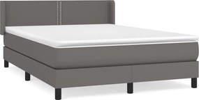 vidaXL Κρεβάτι Boxspring με Στρώμα Γκρι 140x190εκ. από Συνθετικό Δέρμα