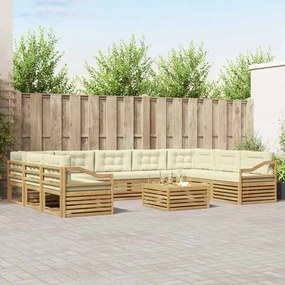 vidaXL Σειρά Καναπέ Εξωτερικού 10 pcs Λευκό και Κρεμ Πολυεστέρας