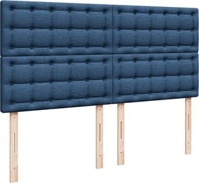 vidaXL Κρεβάτι Boxspring με Στρώμα Μπλε 180x200 εκ. Υφασμάτινο