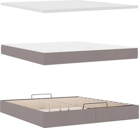 vidaXL Οθωμανικό κρεβάτι με στρώμα &amp; LEDs Taupe 160x200cm ύφασμα